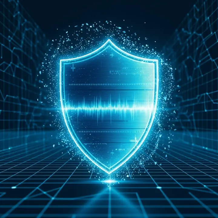 Digital shield representing AI threat detection